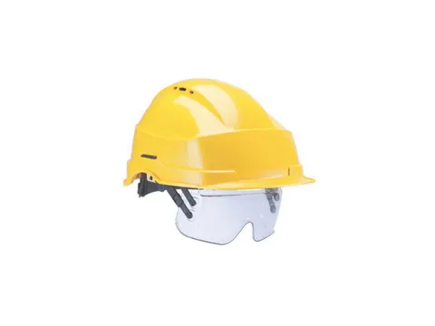 Auboueix Iris 2 veiligheidshelm met veiligheidsbril, geel geventileerd