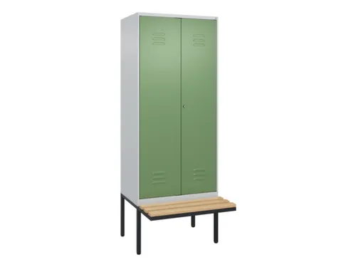 PBM-locker met bank,HxBxD 2120x800x815mm,2vak,vak B 400mm,cil.-slot