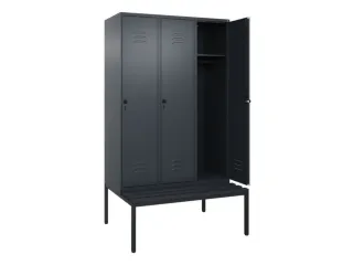 locker met bank,HxBxD 2120x1200x815mm,3vak,vak B 400mm,draaigrendel - 2