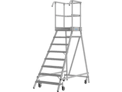 bordestrap,verrijdbaar,bordes H 1,95m,8treden m. R13-laag,aluminium