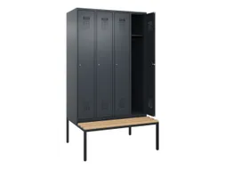 locker met bank,HxBxD 2120x1200x815mm,4vak,vak B 300mm,cilinderslot