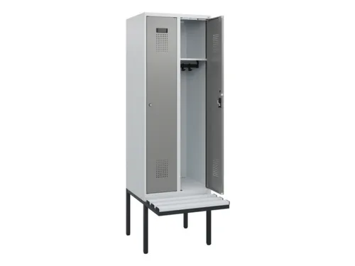 locker met bank,HxBxD 1950x600x815mm,2vak,vak B 300mm,cilinderslot