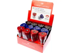 Grip enkele puntenslijper Faber-Castell in assorti kleuren rood, blauw