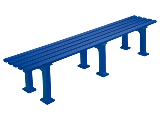 Kunststofbank 415x2000x370mm Zit H 415mm 5 Latten 3 Pootstellen Blauw