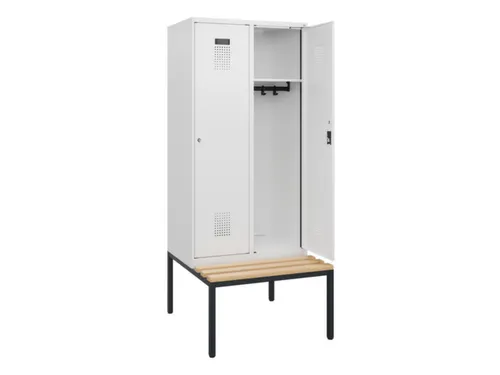 locker met bank,HxBxD 1950x800x815mm,2vak,vak B 400mm,cilinderslot