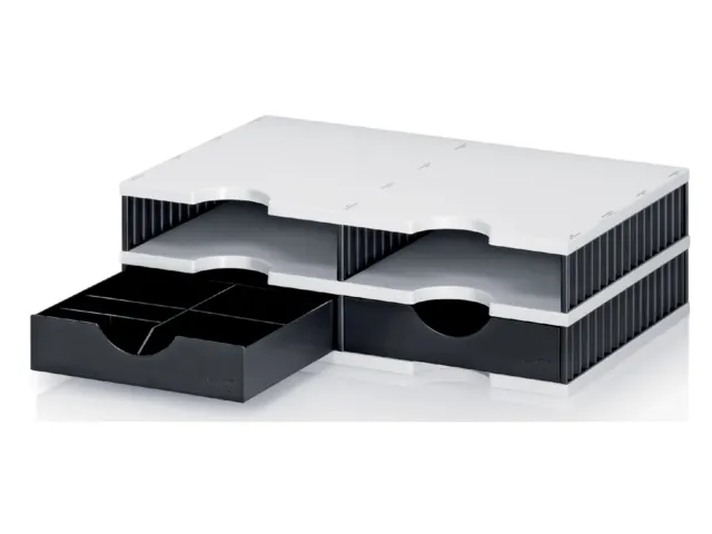 Vakkenset Styrodoc A4 4 vaks zwart/grijs