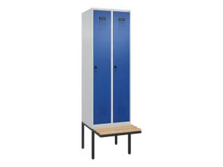 locker met bank,HxBxD 2120x600x815mm,2vak,vak B 300mm,draaigrendel - 3