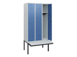locker met bank,HxBxD 1950x900x815mm,3vak,vak B 300mm,cil.-slot - 2