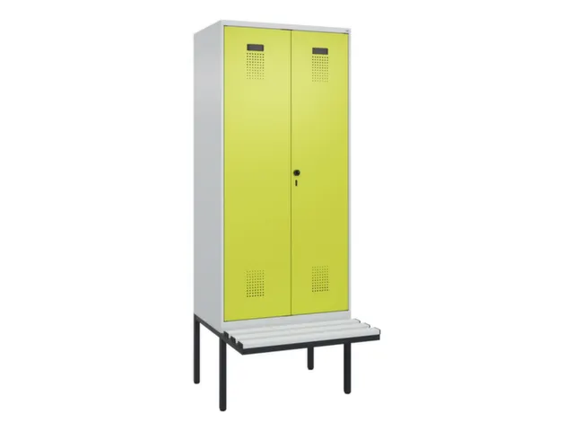 locker met bank,voor scheiding van kleding,HxBxD 2120x800x815mm,2vak