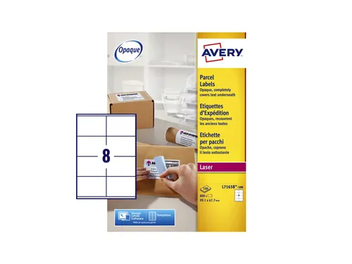 Etiket Avery L7165B-100 99.1x67.7mm blockout 800stuks