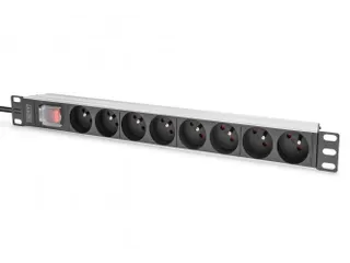Stekkerdoos met aluminium profiel en schakelaar 1U 8-voudig CEE 7/5 - 1