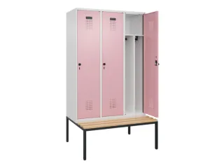 locker met bank,voor scheiding van kleding,HxBxD 2120x1200x815mm,3vak - 1