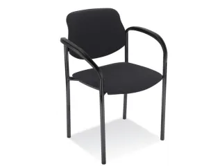 Bezoekersstoel,4Voeten Ronde Buis Zwart,M. Armleuningen - 2