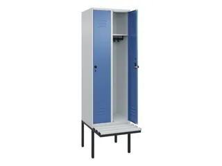 locker met bank,HxBxD 2120x600x815mm,2vak,vak B 300mm,draaigrendel - 2