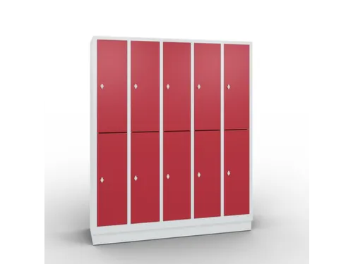 lockerkast,HxBxD 1800x1480x500mm,5x2vak.,romp RAL7035,front RAL3003