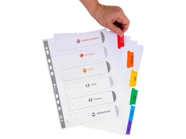 Tabbladen Witte Karton Kreatabs Personaliseerbaar 6-Delig A4 11-Gaats