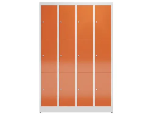 Lockerkast 1800x1185x500mm 4x3 vakken cilinderslot, sokkel, RAL3000