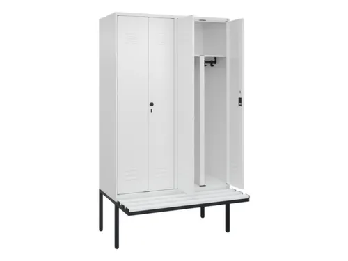 PBM-locker met bank,HxBxD 2120x1200x815mm,4vak,vak B 300mm,cil.-slot