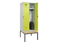 locker met bank,HxBxD 2120x800x815mm,2vak,vak B 400mm,draaigrendel