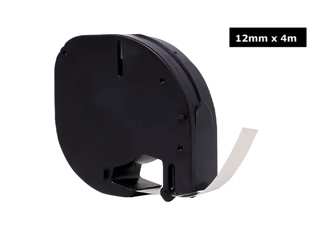 Labeltape Quantore 91201 12mmx4m kunststof zwart op wit