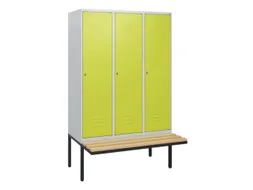 locker met bank,HxBxD 1950x1200x815mm,3vak,vak B 400mm,cil.-slot