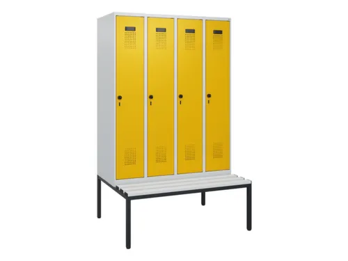 locker met bank,HxBxD 1950x1200x815mm,4vak,vak B 300mm,draaigrendel