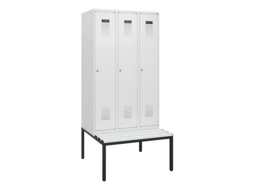locker met bank,HxBxD 1950x900x815mm,3vak,vak B 300mm,cilinderslot