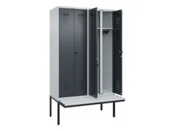 locker met bank,voor scheiding van kleding,HxBxD 2120x1200x815mm,4vak