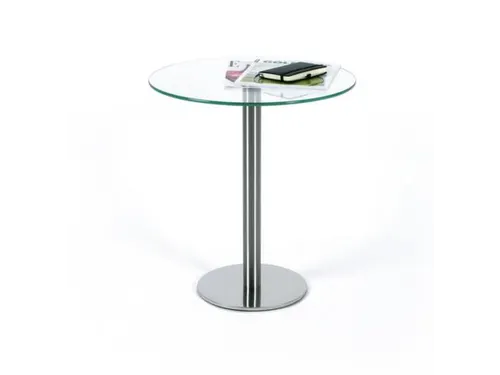 glazen bijzettafel,HxØ 550x495mm,rond,schotelvoet poedercoat.