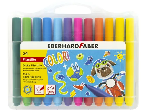 Viltstiften Eberhard Faber Jumbo 2mm 24 kleuren in kunststof etui