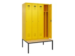 locker met bank,voor scheiding van kleding,HxBxD 2120x1200x815mm,4vak