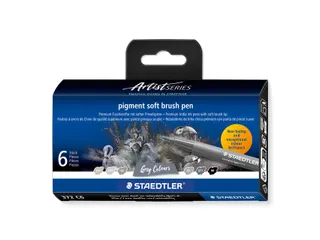 Brushpen Staedtler pigment pen etui à 6 grijze kleuren - 3