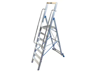 verrijdbare treden-platformladder eenzijdig 7treden stand H 1 65m - 3