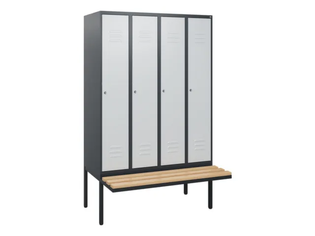 locker met bank,HxBxD 1950x1200x815mm,4vak,vak B 300mm,cil.-slot