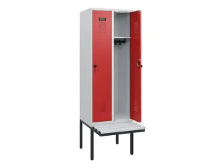 locker met bank,HxBxD 1950x600x815mm,2vak,vak B 300mm,draaigrendel - 1