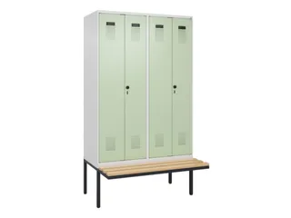 PBM-locker met bank,HxBxD 2120x1200x815mm,4vak,vak B 300mm - 2