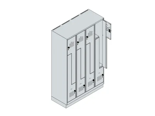 Z-garderobekast,HxBxD 1950x1200x500mm,vak B 150/300mm,cil.-slot,sokkel
