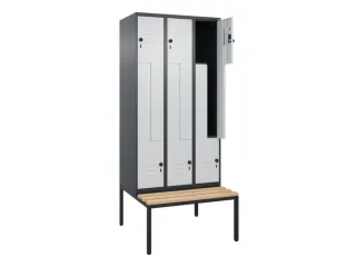 Z-garderobekast,HxBxD 2120x900x815mm,6vak,vak B 300mm,draaigrendel - 2