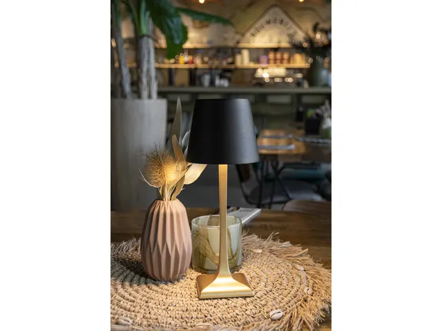 Lampe de table Securit Roma LED rechargeable dimmable noir-or