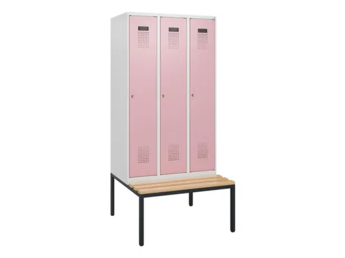 locker met bank,HxBxD 1950x900x815mm,3vak,vak B 300mm,cilinderslot
