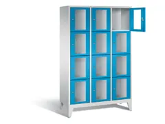 Lockerkast 1850x1200x500mm 3x4 vakken Cilinderslot Poten, RAL5012