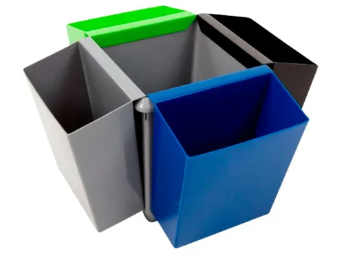 Papierbak Kunststof vierkant taps 36cm hoog Grijs 27 liter