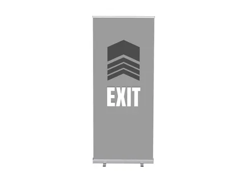 Roll-Banner 85x200 complete set met print "EXIT" Grijs