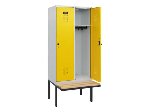 locker met bank,HxBxD 1950x800x815mm,2vak,vak B 400mm,draaigrendel