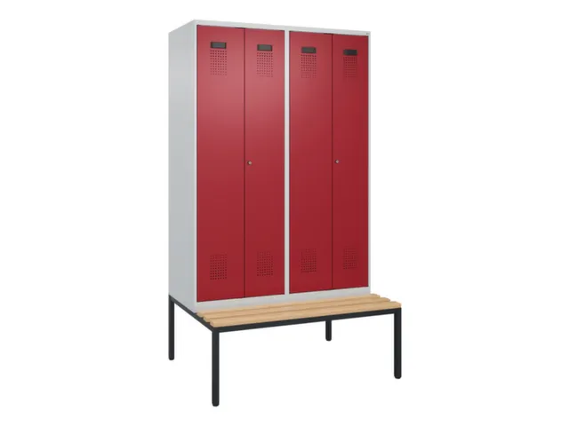 locker met bank,voor scheiding van kleding,HxBxD 2120x1200x815mm,4vak