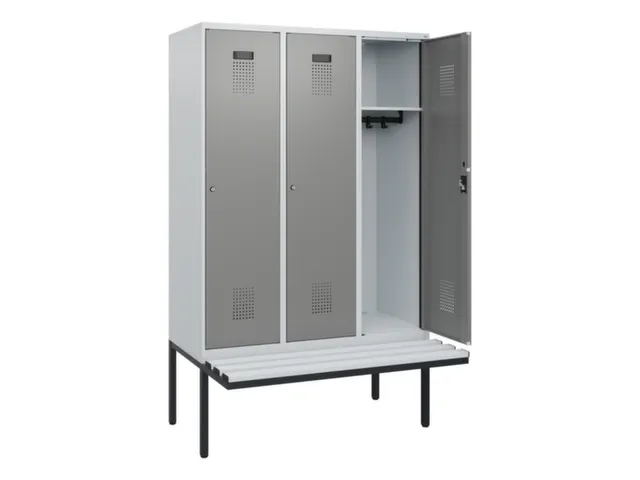 locker met bank,HxBxD 1950x1200x815mm,3vak,vak B 400mm,cilinderslot