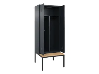 PBM-locker met bank,HxBxD 2120x800x815mm,2vak,vak B 400mm,draaigrendel - 2