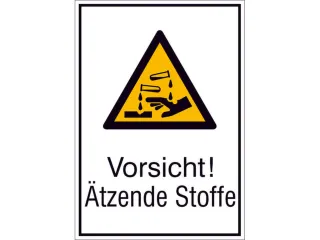 waarschuwings-combibord,v. binnen/buiten,Pas op! Bijtende stoffen - 1