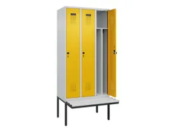 locker met bank,voor scheiding van kleding,HxBxD 2120x900x815mm,3vak