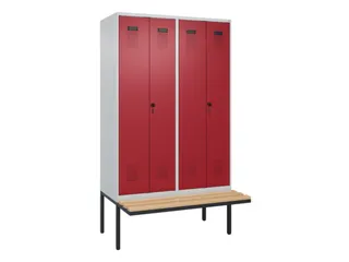 locker met bank,voor scheiding van kleding,HxBxD 2120x1200x815mm,4vak - 2